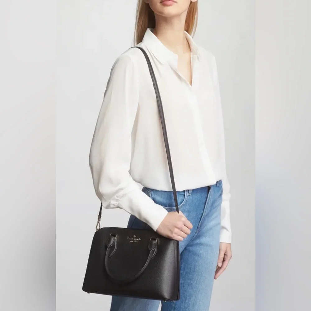 Kate Spade Darcy Small Black Leather Satchel Bag - Picture 14 of 15